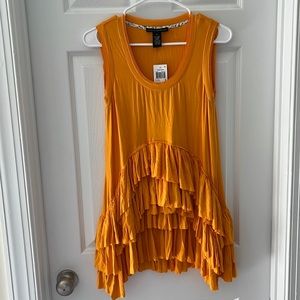 Orange ruffled tunic top size medium